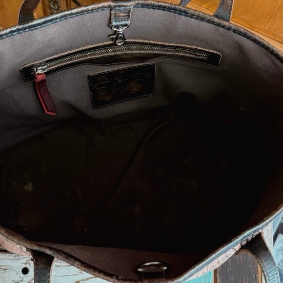 Freebird Mara Pink Croco embossed leather large tote bag distressed RARE - Picture 9 of 16